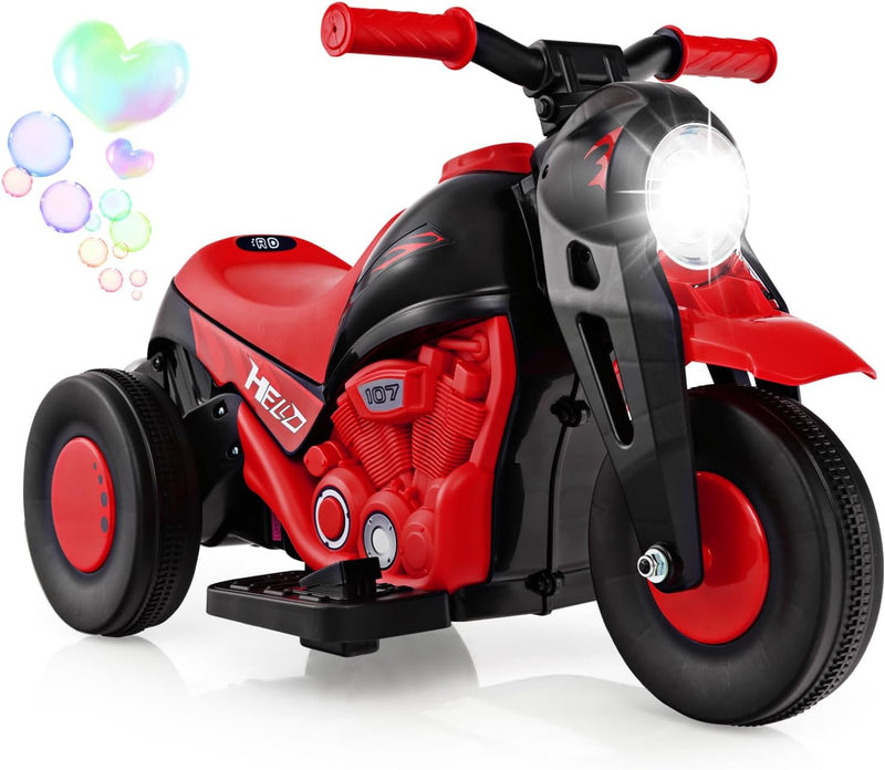 COSTWAY Kinder Motorrad, mit Seifenblasenmaschine, 6V Elektro Motorrad mit Musik und LED Scheinwerfe