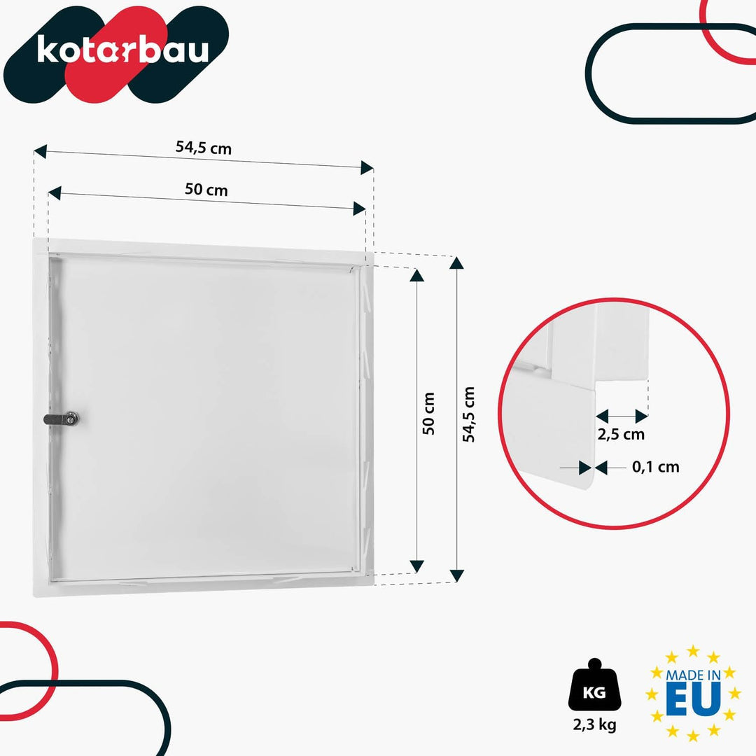 KOTARBAU® Revisionsklappe 50 x 50 cm Trockenbau Revisionstür mit Schlüsselschloss Sicherungskasten U