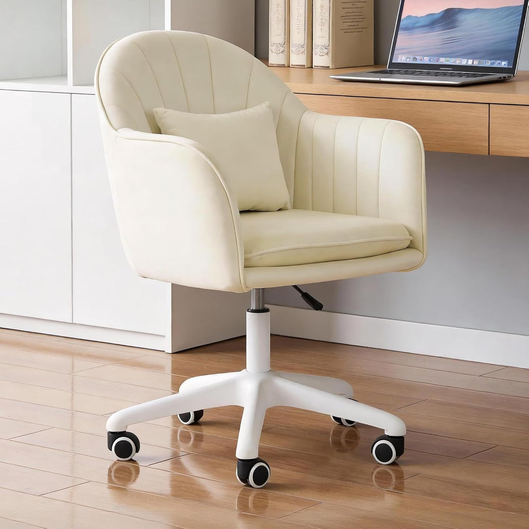 Ergonomischer Bürostuhl, 360°Drehstuhl mit Kopfkissen, Höhenverstellbarer Schreibtischstuhl, Schmink