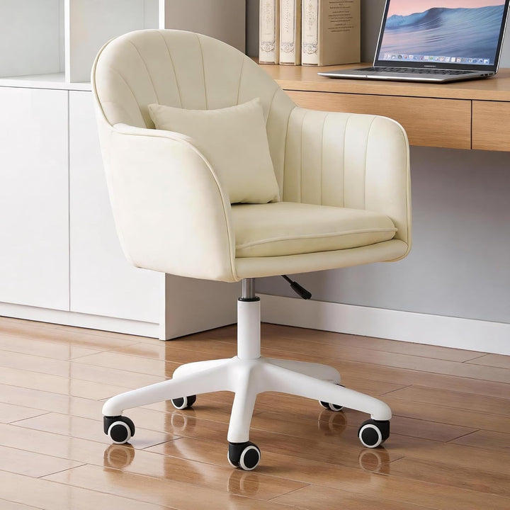 Ergonomischer Bürostuhl, 360°Drehstuhl mit Kopfkissen, Höhenverstellbarer Schreibtischstuhl, Schmink