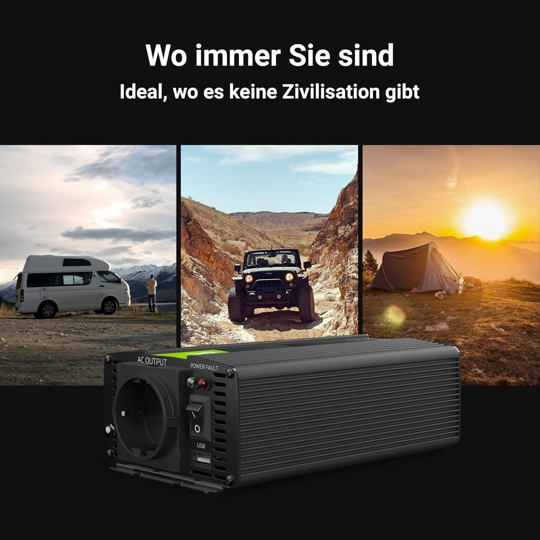Green Cell® 1000W/2000W 12V auf 230V Volt kfz Spannungswandler Wechselrichter Power Solar Inverter D