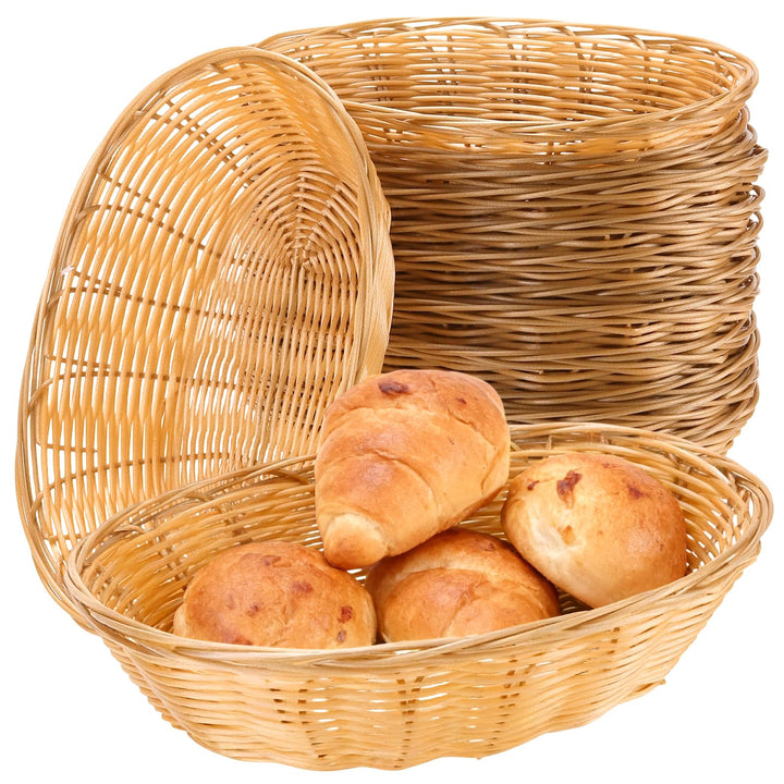 12 Stück Brotkorb Geflochten, Weidenkorb oval, 23x15x6,5cm, Kunststoffgeflecht Aufbewahrungskorb, st