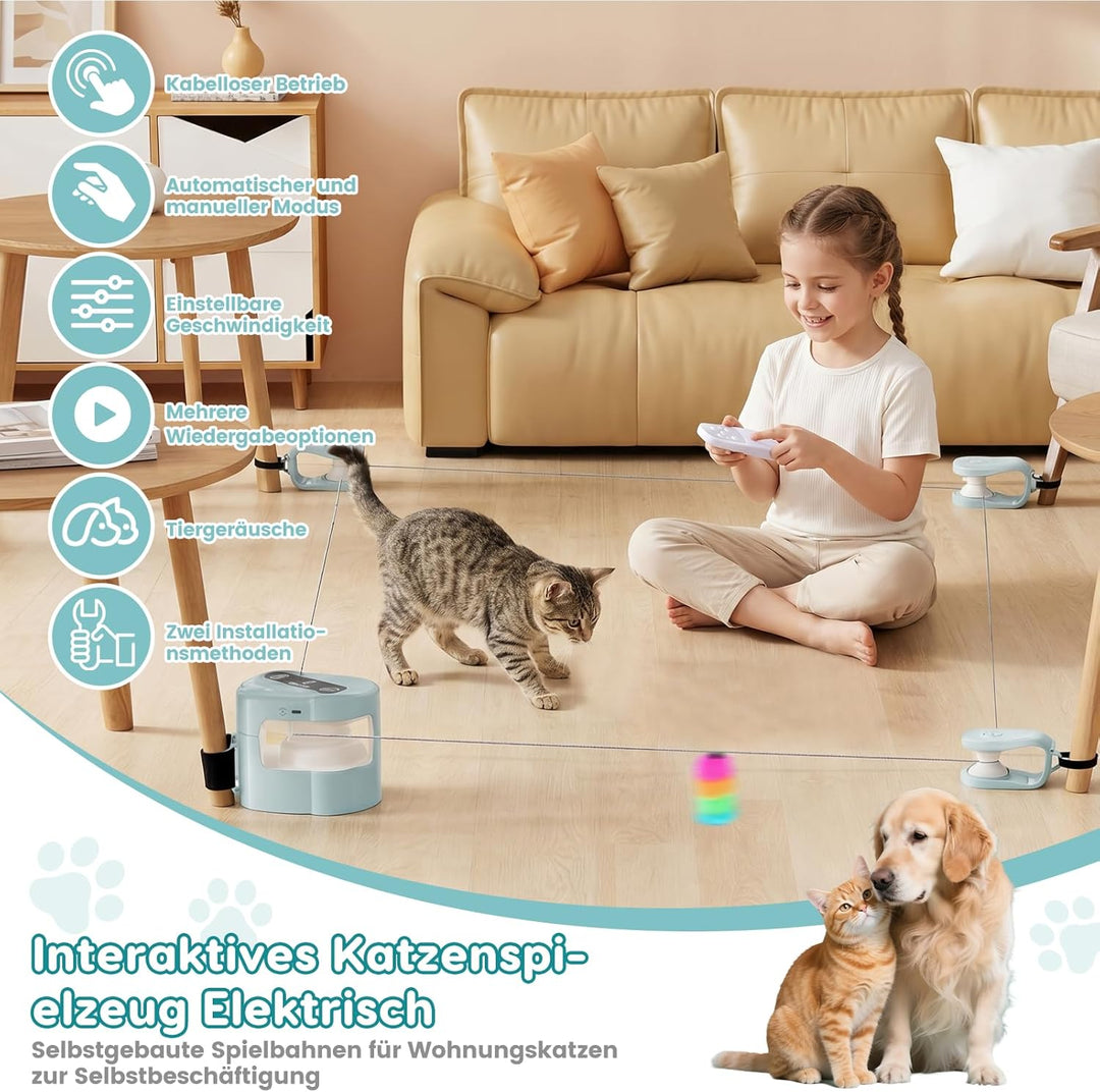 Interaktives Katzenspielzeug Elektrisch mit Fernbedienung, Automatisches Katzenlaufband mit 4 Geschw