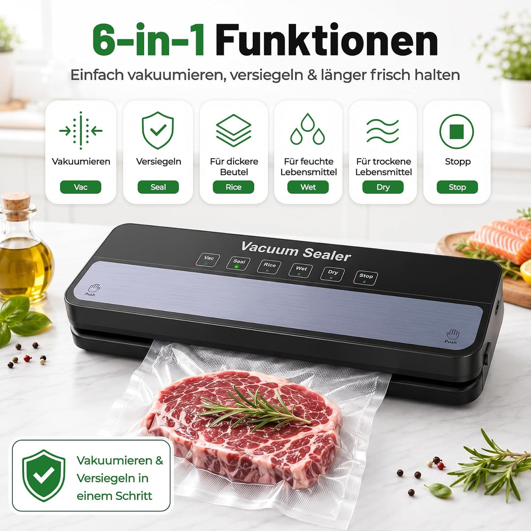 Raycial Vakuumiergerät mit Vakuumierbeuteln, All-in-1 Vakuumierer für Trockene, Feuchte, Frische, Fo