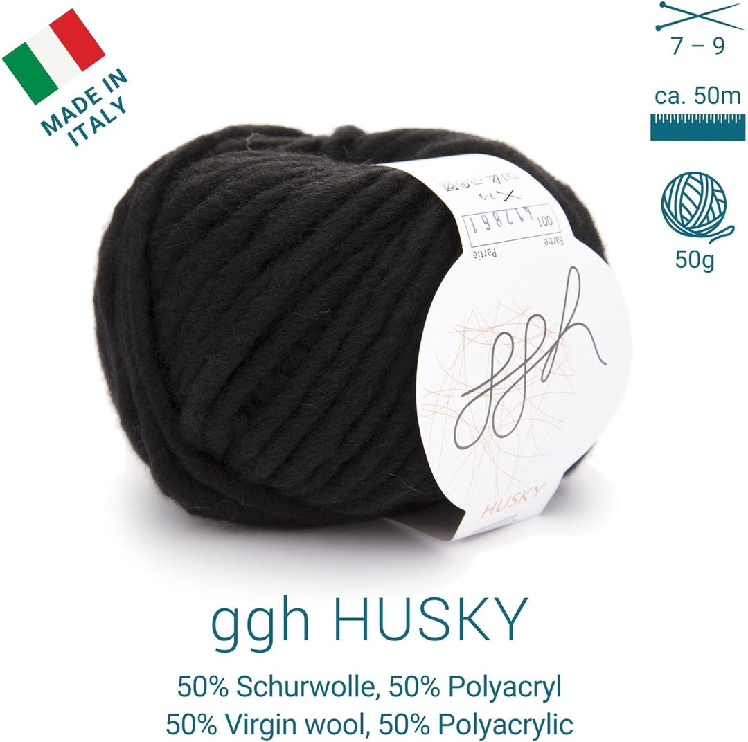 ggh Husky Box - 6 Knäuel - dicke Wolle aus Schurwolle - gegeignet zum Stricken oder Häkeln - Farbe 0