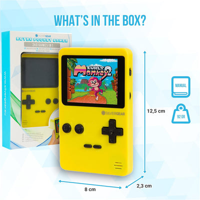 Silvergear® Analogue Pocket Konsole Retro | mit 240 Klassichen Spielen l Handheld Spielekonsole l Mi