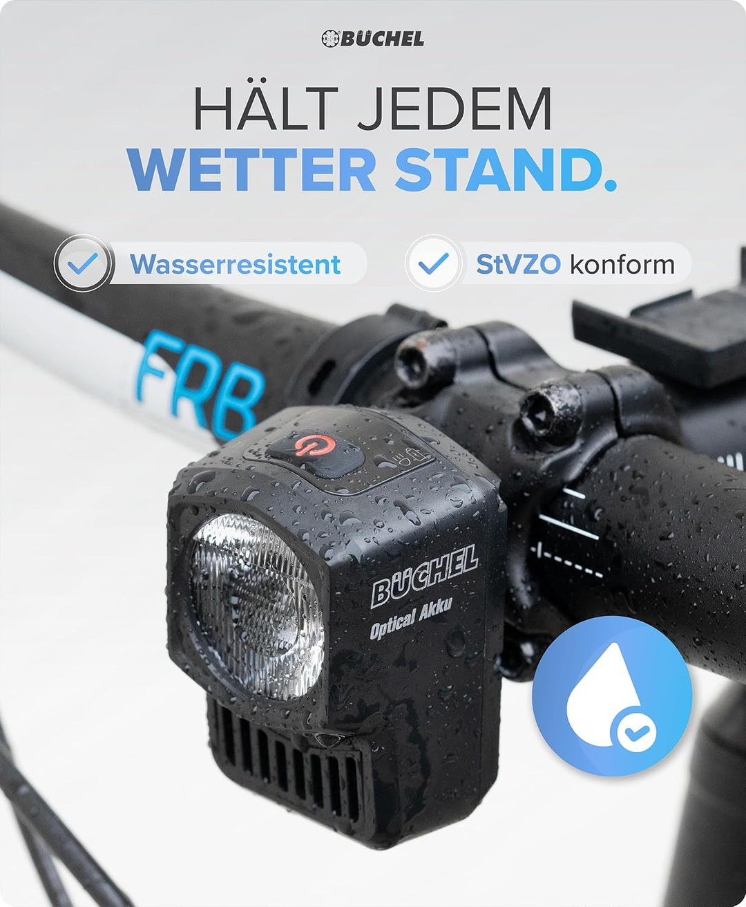 BÜCHEL Fahrradlicht Set - USB-C Fahrrad Lichter LED Set mit 8h Leuchtdauer & Kontrollanzeige - Front