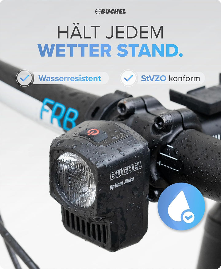 BÜCHEL Fahrradlicht Set - USB-C Fahrrad Lichter LED Set mit 8h Leuchtdauer & Kontrollanzeige - Front