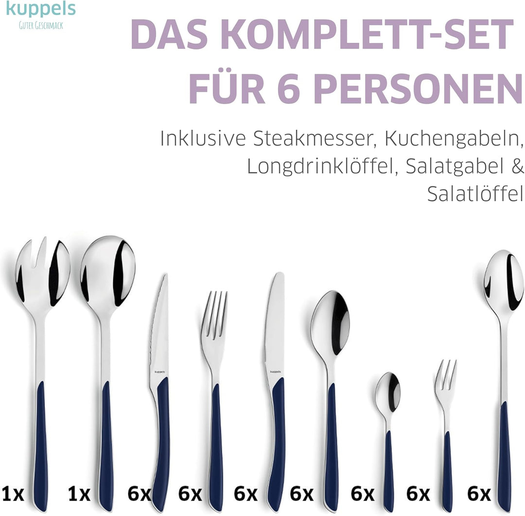 Kuppels PRISMA Besteck Set aus Edelstahl matt, Essbesteck 44-teilig, für 6 Personen, hochwertige Kun