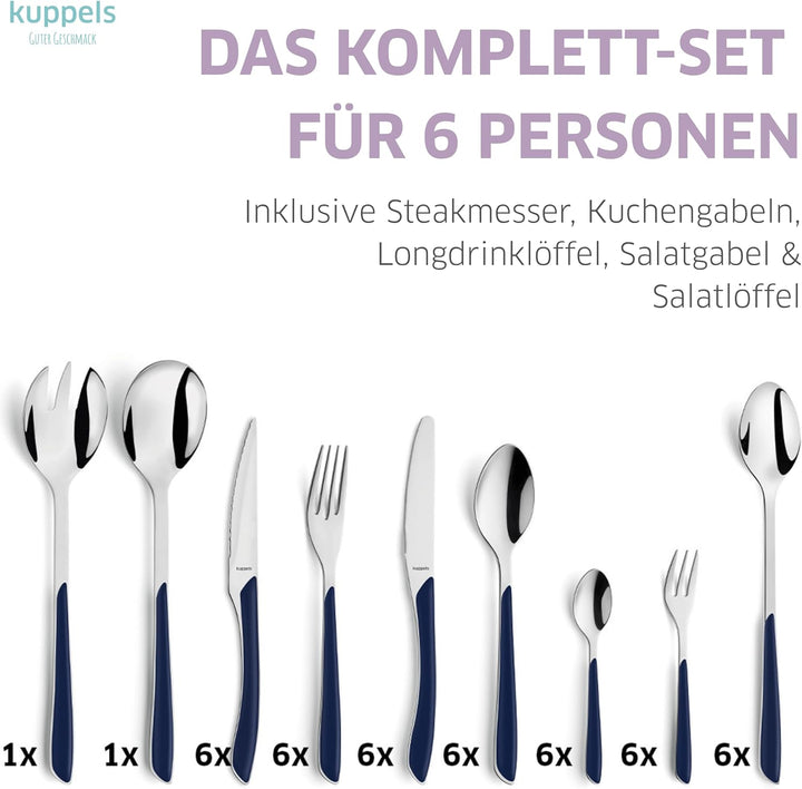 Kuppels PRISMA Besteck Set aus Edelstahl matt, Essbesteck 44-teilig, für 6 Personen, hochwertige Kun