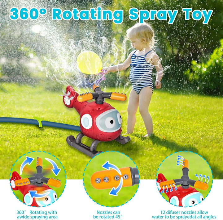 Wassersprinkler-Baseballspielzeug für Kinder, Hubschrauber -Sprinklerball-Set, 2-in-1-Outdoor-Sprink