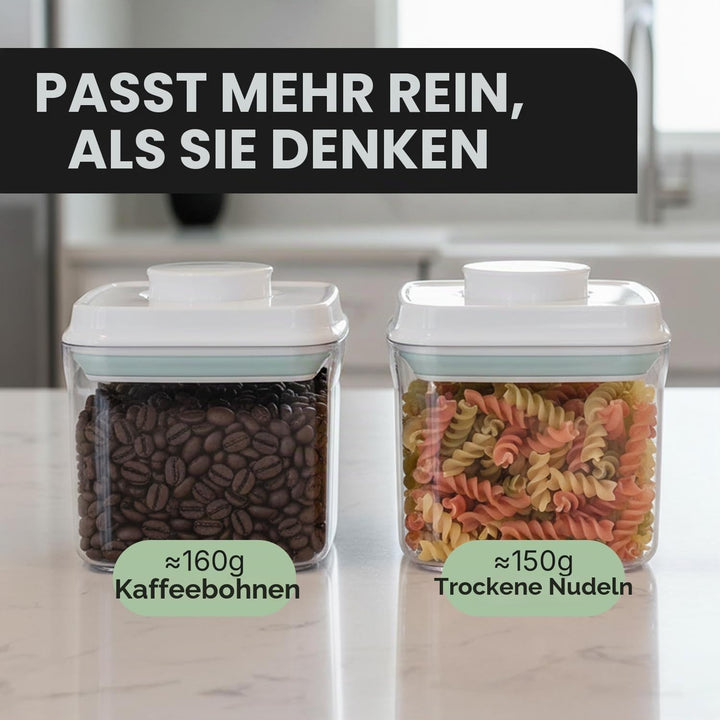 iChewie - BopTop (2er-Set) Luftdichter Lebensmittel-Lagerbehälter - Mechanischer Silikondichtungskan