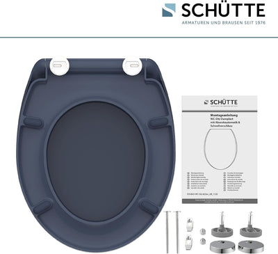 SCHÜTTE WC-Sitz ANTHRAZIT mit Absenkautomatik, Toilettendeckel mit Schnellverschluss für die einfach