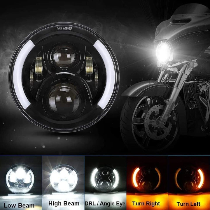 SKUNTUGUANG 7 Zoll Schwarz Daymaker LED Scheinwerfer Halo Engels-Auge Und Bernstein Blinker Für 97-1