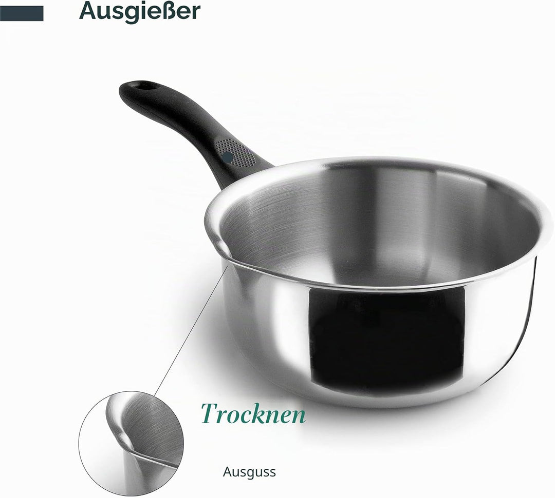 Lacor - 31320 - Garinox Gerader Topf mit Ausgiesser, Edelstahl, Ausgiesser, ergonomischer Bakelitgri