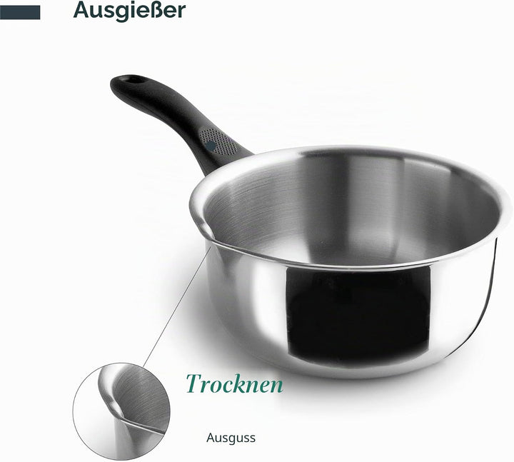Lacor - 31320 - Garinox Gerader Topf mit Ausgiesser, Edelstahl, Ausgiesser, ergonomischer Bakelitgri