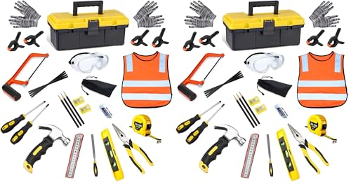 Kinder-Werkzeug-Set, Holzbearbeitungswerkzeug-Set, 30 Stück Baumeister Kinder Echte Handwerkzeuge Ki
