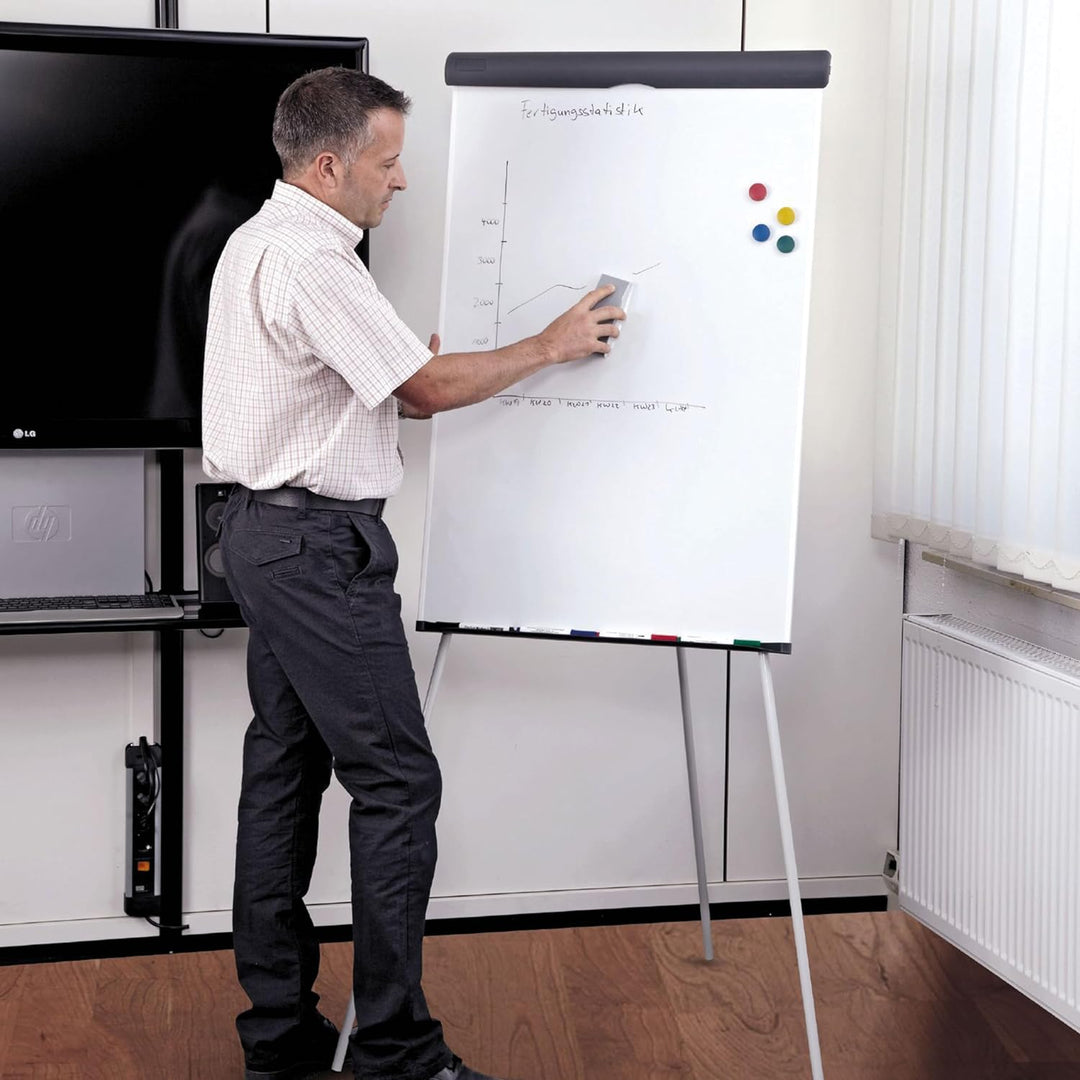 Maul Flipchart MAULstandard 66x97 cm | Stabile Magnettafel mit Dreibein Gestell | Stufenlos höhenver