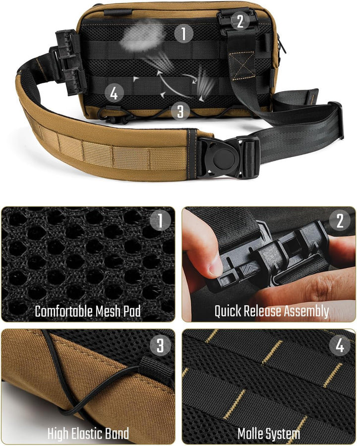TACTICAL_GEEK Cache L3 EDC Leichter Sling Bag Chest Crossbody Bag für Herren Damen, Kompakt Bauchtas