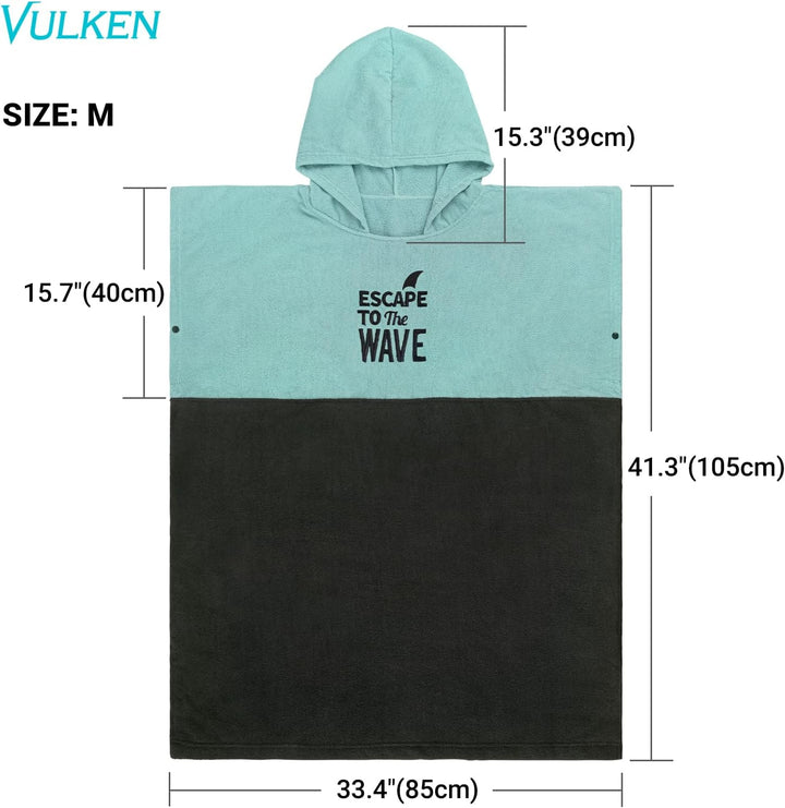 Vulken Bademantel mit Kapuze, Surfponcho für Umziehen Öffentlichkeit Frauen S/M Gross Petrol Teal, T