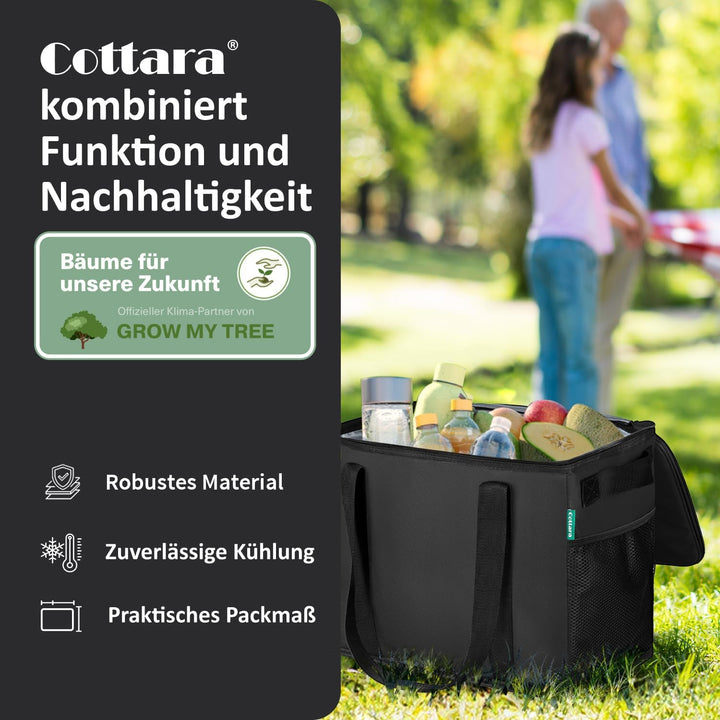 Cottara® Kühltasche Gross 2er Set aus recyceltem Material – Kühltaschen faltbar gross mit verstärkte