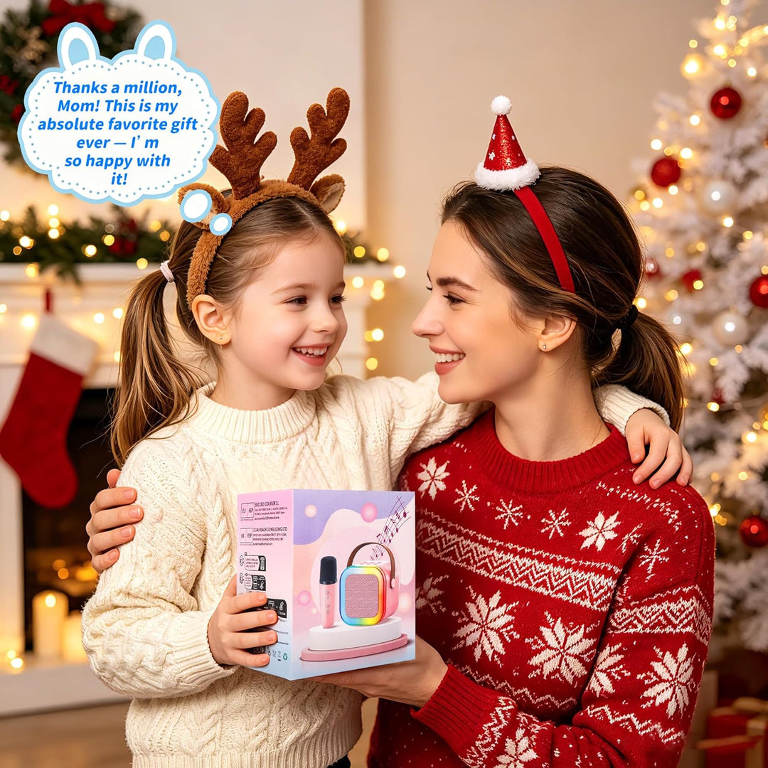 Karaoke Maschine für Kinder,Mini Karaoke Maschine mit 2 kabellosen Mikrofonen,Geburtstagsgeschenk fü