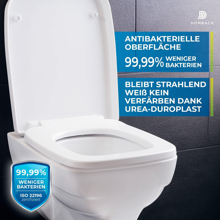 Dombach® Lamera WC-Sitz mit Absenkautomatik (quadratische Form, weiss) – Premium-Toilettensitz, anti