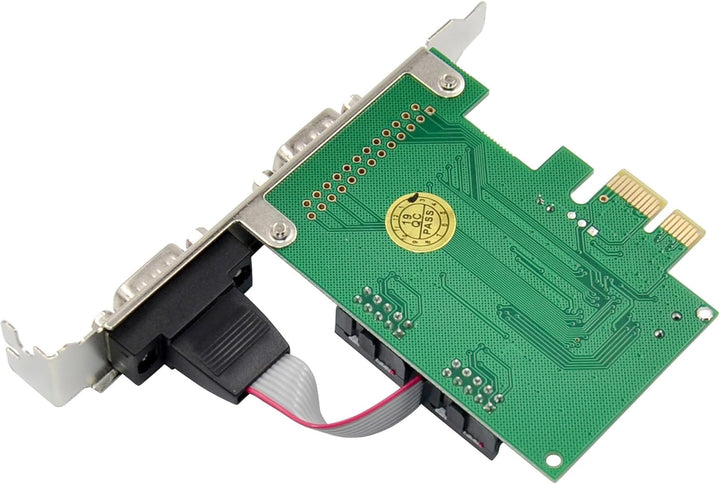 Inline PCIe RS-232 Karte mit 2 seriellen Schnittstellen, D-Sub 9 Stecker, inkl. Low-Profile Slotblec