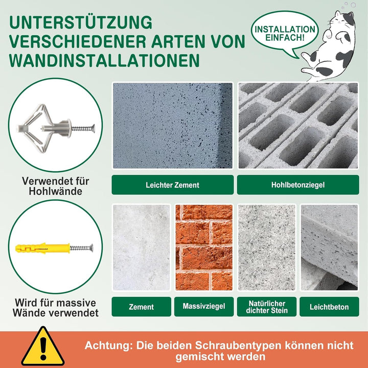 Zvonema Kletterwand Katzen, Katzen Wandelemente, 10-Teilig Kletterwand Set, Stabiler Holz Katzenmöbe