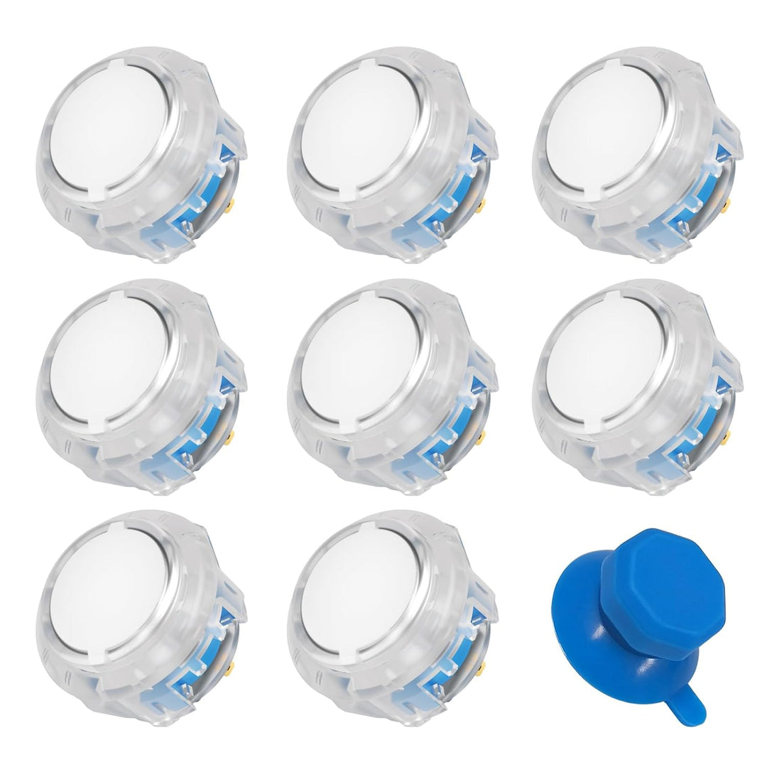 qanba Gravity KT Arcade-Tasten Mechanischer 30-mm-Snap-in-Druckknopf (Boxed) (Clear 30mm TD02), Clea