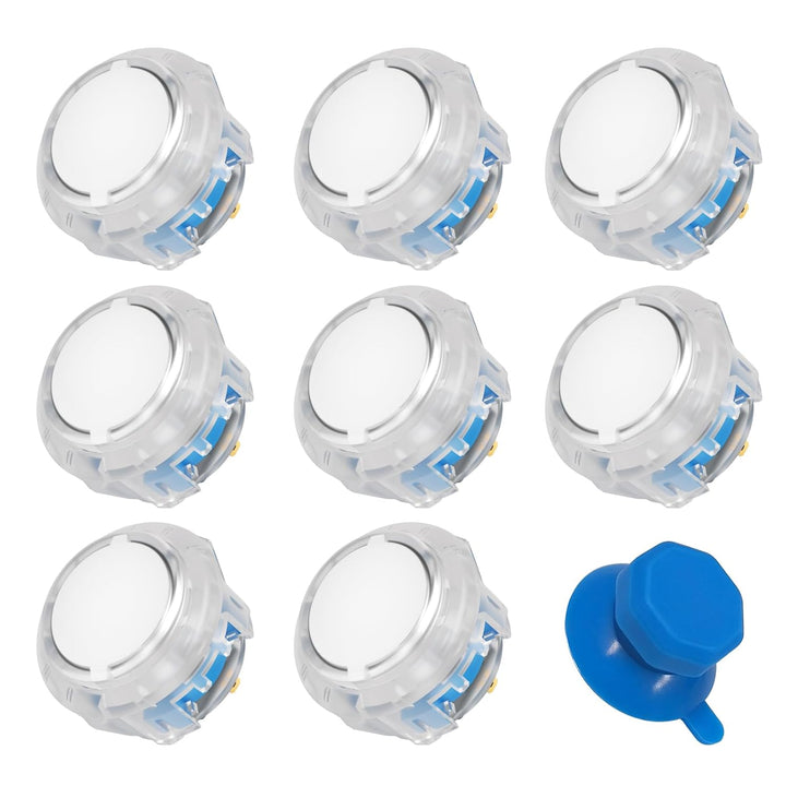 qanba Gravity KT Arcade-Tasten Mechanischer 30-mm-Snap-in-Druckknopf (Boxed) (Clear 30mm TD02), Clea
