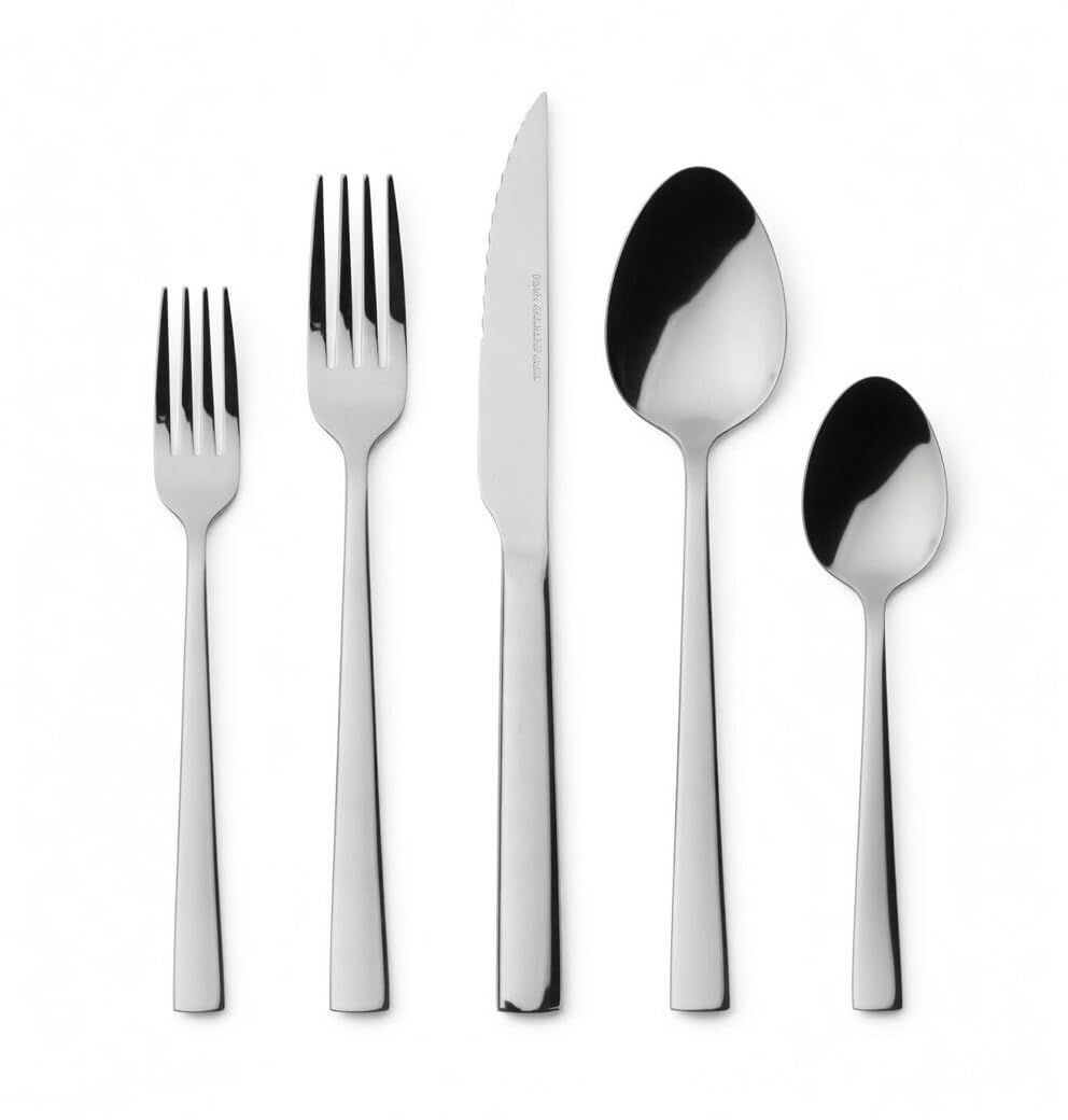 DINOX PORTO Besteckset - 60 - teilig aus Edelstahl für 12 Personen - Klassisches Design, Spülmaschin