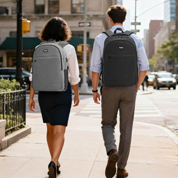 TANTOMI Rucksack Herren, Gross Laptop Rucksack 17 Zoll Schulrucksack Laptoptasche mit USB Ladeanschl