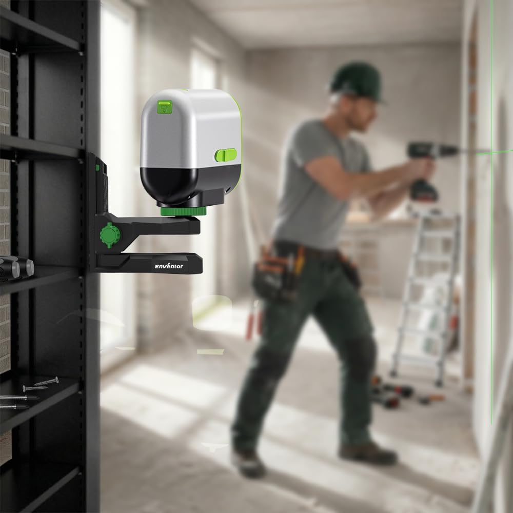 Enventor L-Halterung PV2 Magnetische Laserhalterung, 50mm Höhenverstellung mit Skala, 360° Drehbar,