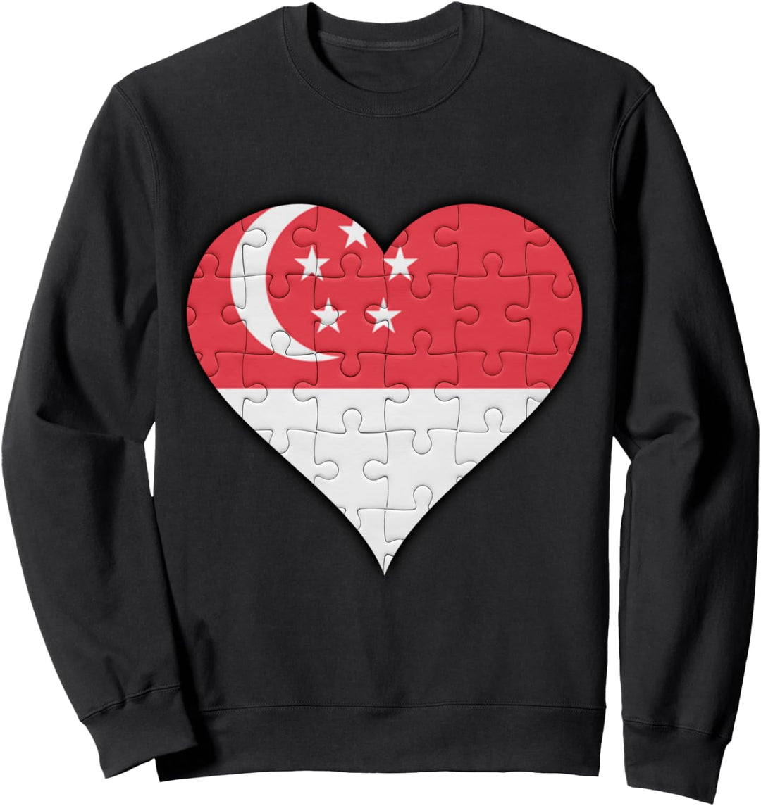 Singapur Singapurische Flagge Herz Sweatshirt