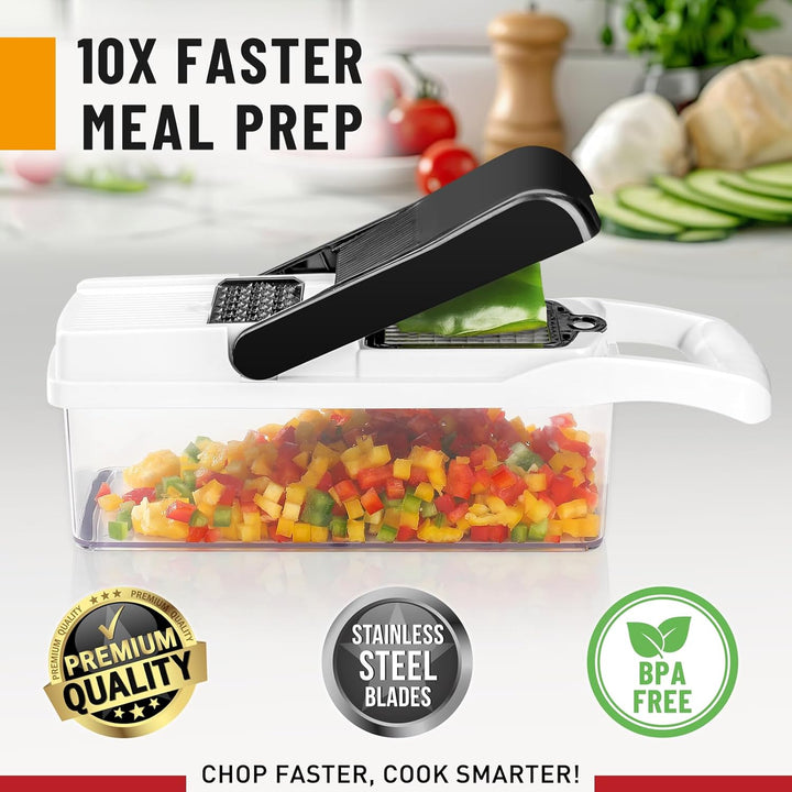 25 in 1 Multifunktionaler Zwiebelschneider Dicer, Spiralizer für Gemüse, Mandoline Hobel, Salat Food