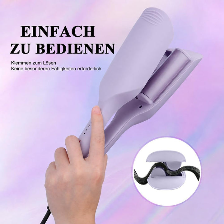 32mm Welleneisen für Haare, Französischer Lockenstab mit 4 Temperaturen, Ionen Keramik Hair Curler f