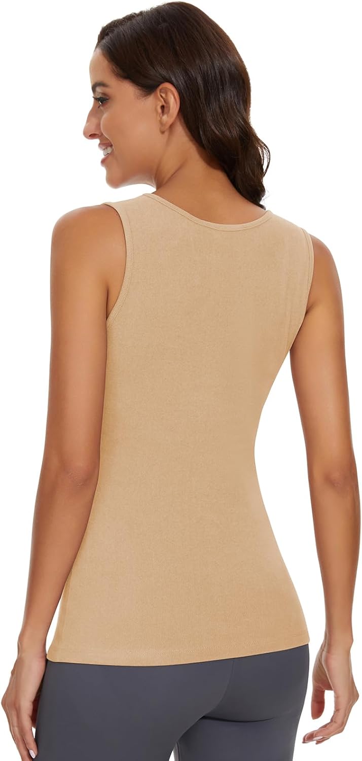 WOWENY Damen Thermo Unterhemd Warm Tank Top Fleece Untershirt Ärmellos Oberteil Thermounterwäsche Ba