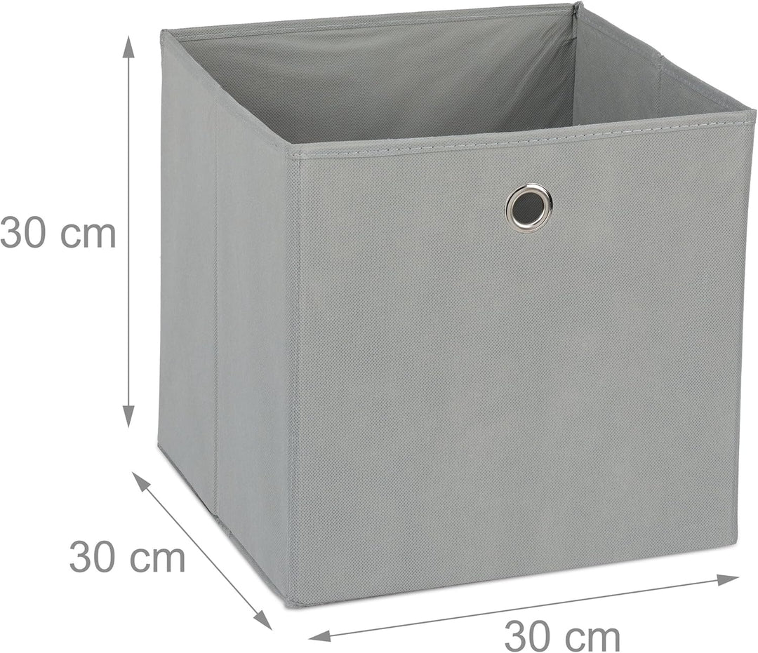 Relaxdays Aufbewahrungsbox 4er Set, Faltbare Regalboxen, HxBxT: 30 x 30 x 30 cm, Grifflöcher, Faltbo