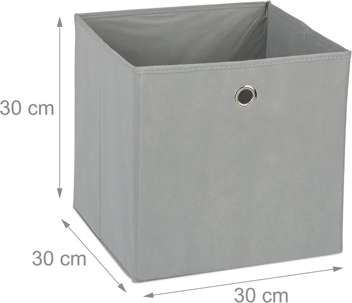 Relaxdays Aufbewahrungsbox 4er Set, Faltbare Regalboxen, HxBxT: 30 x 30 x 30 cm, Grifflöcher, Faltbo