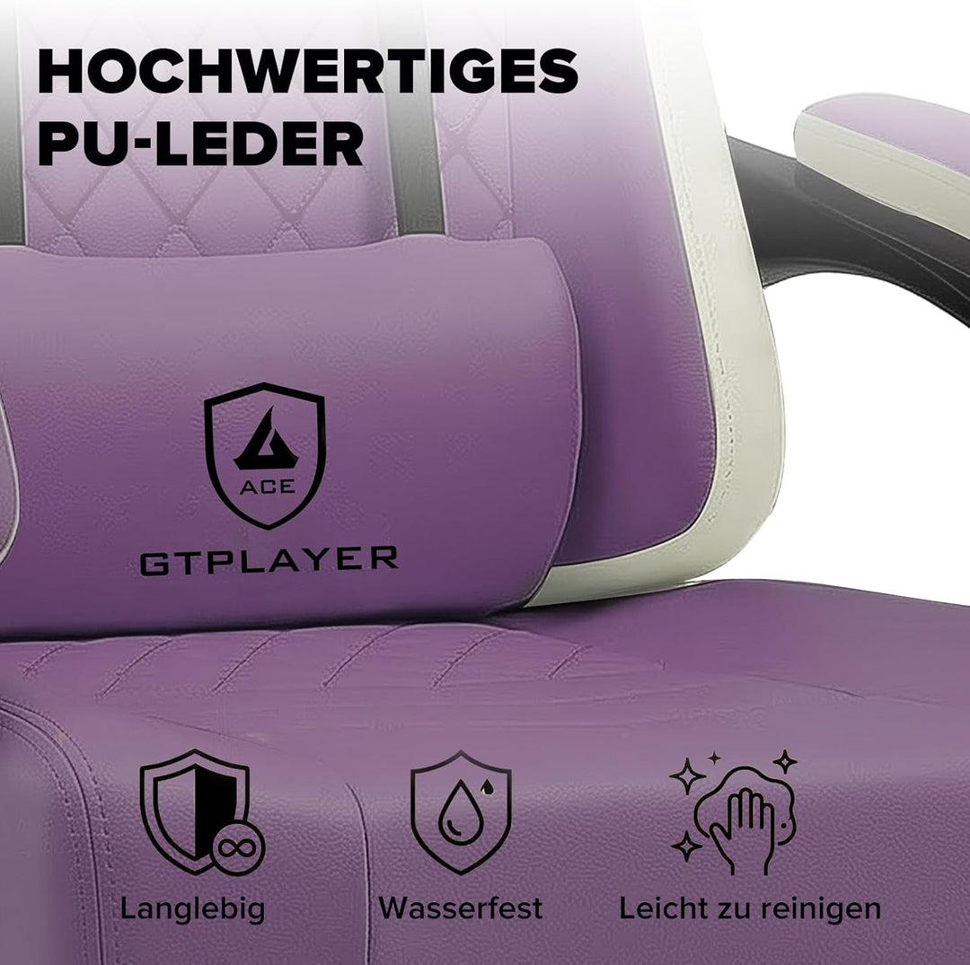 GTPLAYER Gaming Stuhl Ergonomischer Gaming Sessel Schreibtischstuhl Kunstleder, Federsitzkissen, Ver