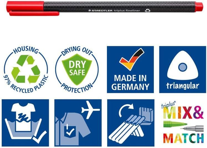 STAEDTLER triplus 334 SB20 Fineliner, dreikant, Set mit 20 brillanten Farben, sortiert S-Box sortier