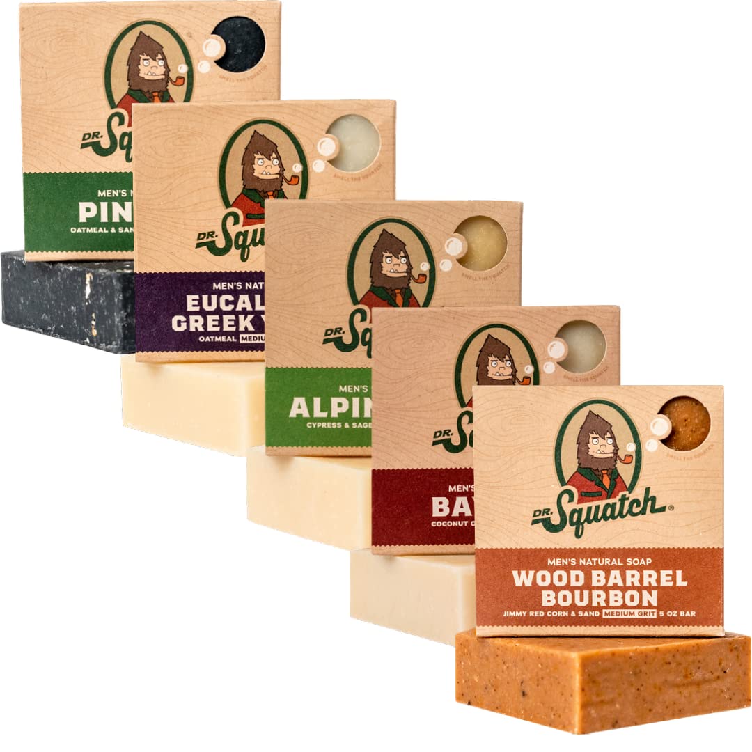 Dr. Squatch Natürliche Seife für Männer, 5er-Pack mit verschiedenen Sorten – Alpine Sage, Bay Rum, P