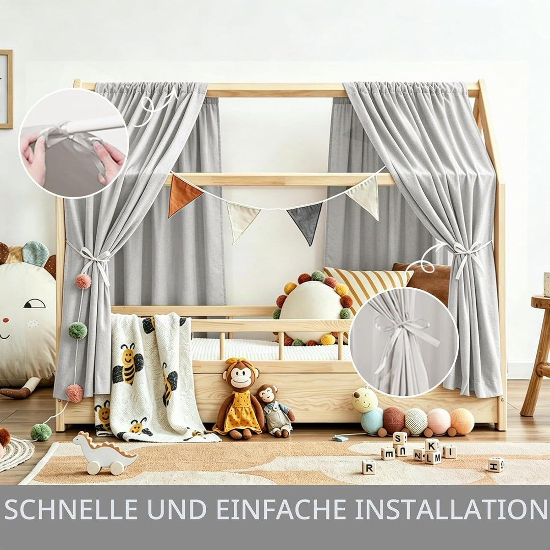 Hausbett Himmel, 2 Stück Betthimmel Hausbett Musselin, Baldachin Kinderzimmer Stoffhimmel für Hausbe