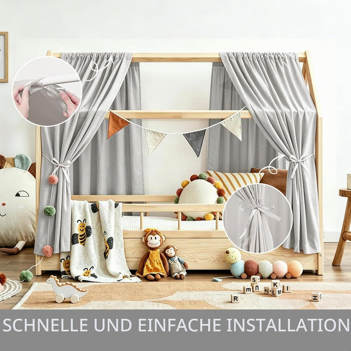 Hausbett Himmel, 2 Stück Betthimmel Hausbett Musselin, Baldachin Kinderzimmer Stoffhimmel für Hausbe