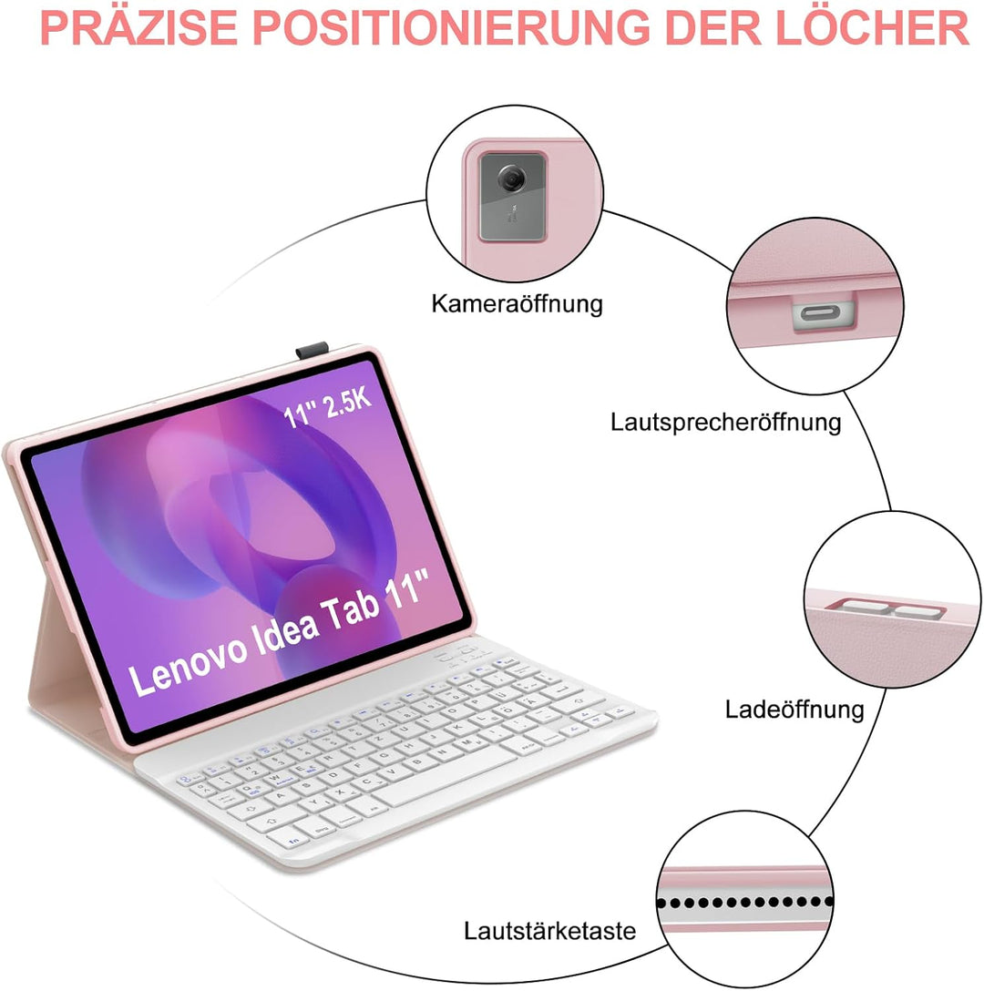 IVEOPPE Hülle mit Tastatur für Lenovo Idea Tab 11" 2025, Bluetooth Abnehmbare Magnetisch QWERTZ Tast