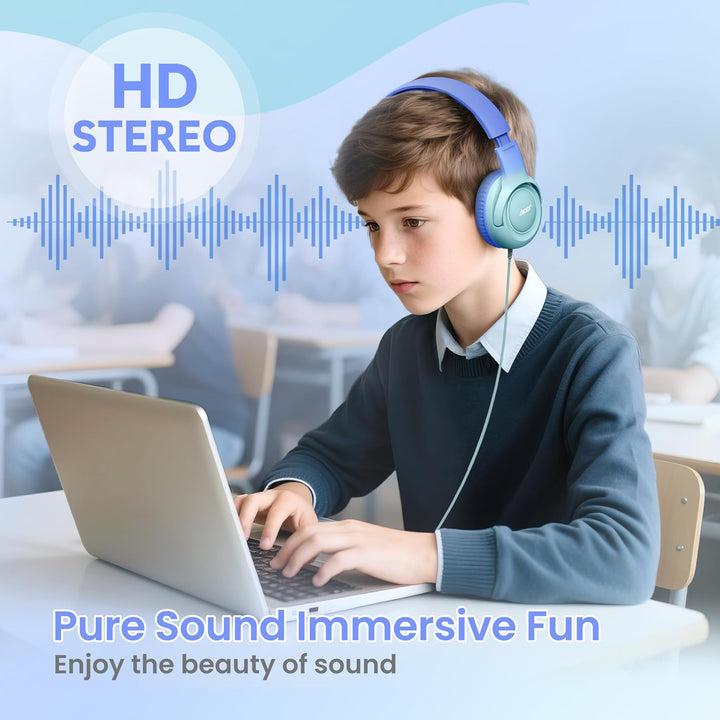 Kinderkopfhörer mit Kabel für Schule und Freizeit–Over Ear Kopfhörer mit 85/94 dB Lautstärkebegrenze