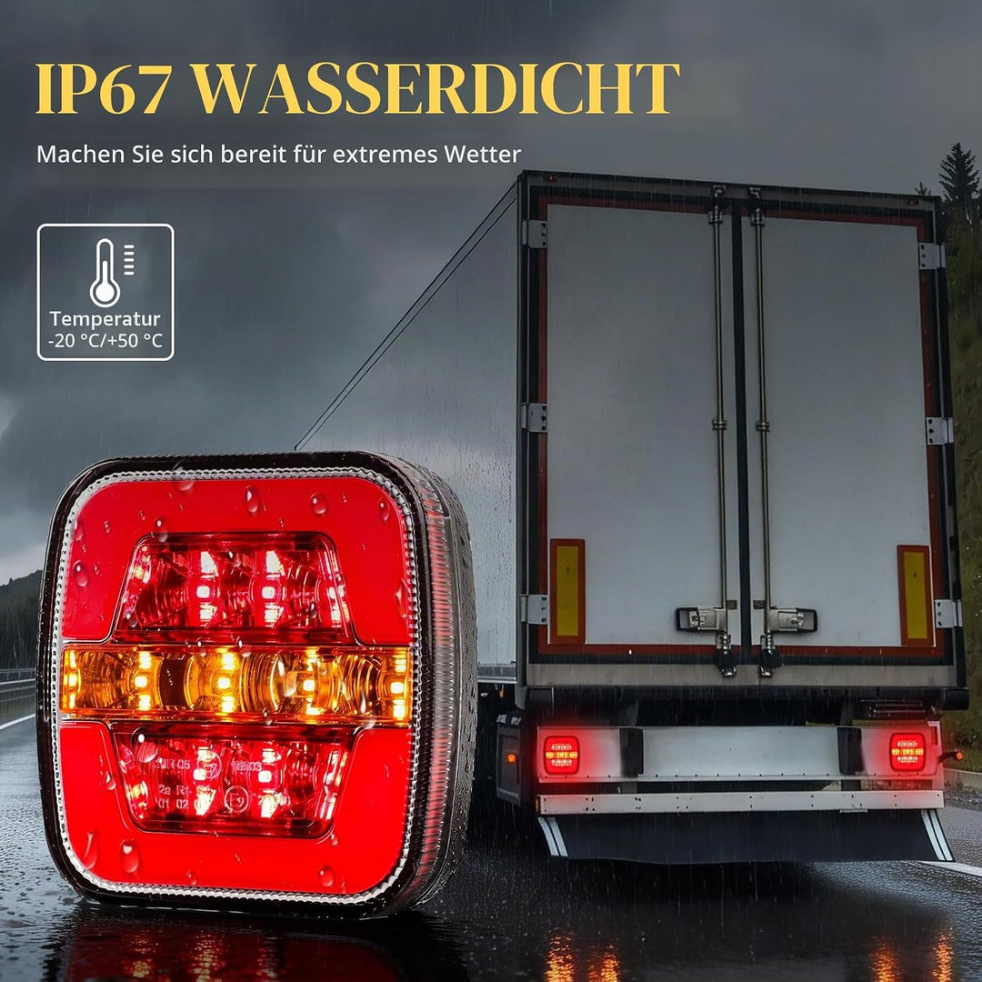 Qiping 2 Pack Kabelloss Anhängerbeleuchtung LED Magnetische Rückleuchten Wireless Magnetfuss Rücklic