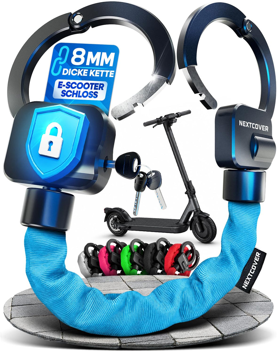 NEXTCOVER® E-Scooter Schloss [Steel-Secure-Technologie] | Handschellenschloss für Roller, eBike | ro