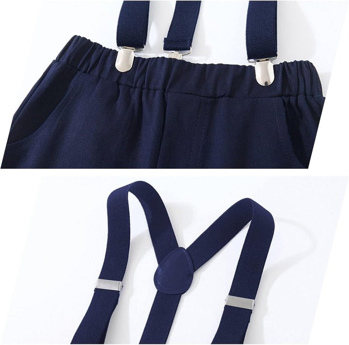 Volunboy Baby Jungen Anzug Set Bekleidung Hemd mit Fliege + Hosenträger Hosen Strampler Anzug 2-3 Ja